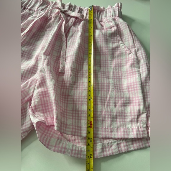 Pink Plaid Bow Front Two-Piece Shorts Set - Picture 12 of 13